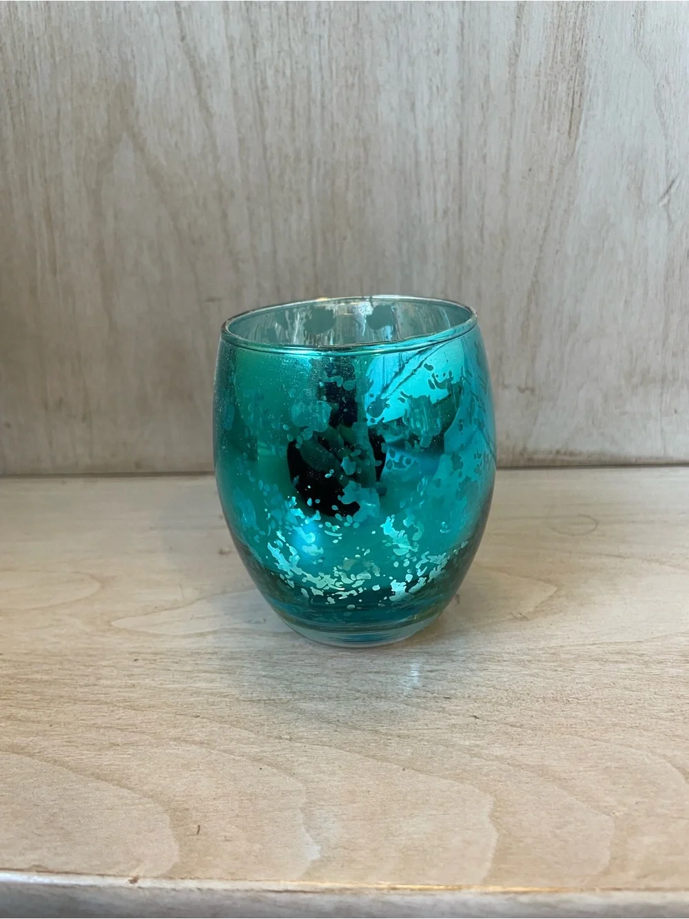 Pier 1 Teal Mercury Glass Votive Holder